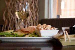 ceviche-plate-wine-glass